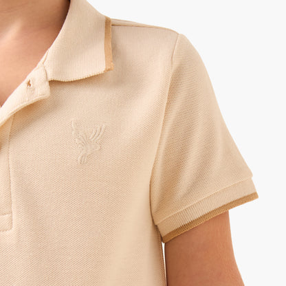 Juniors Collared Short Sleeves T-shirt with Textured Design