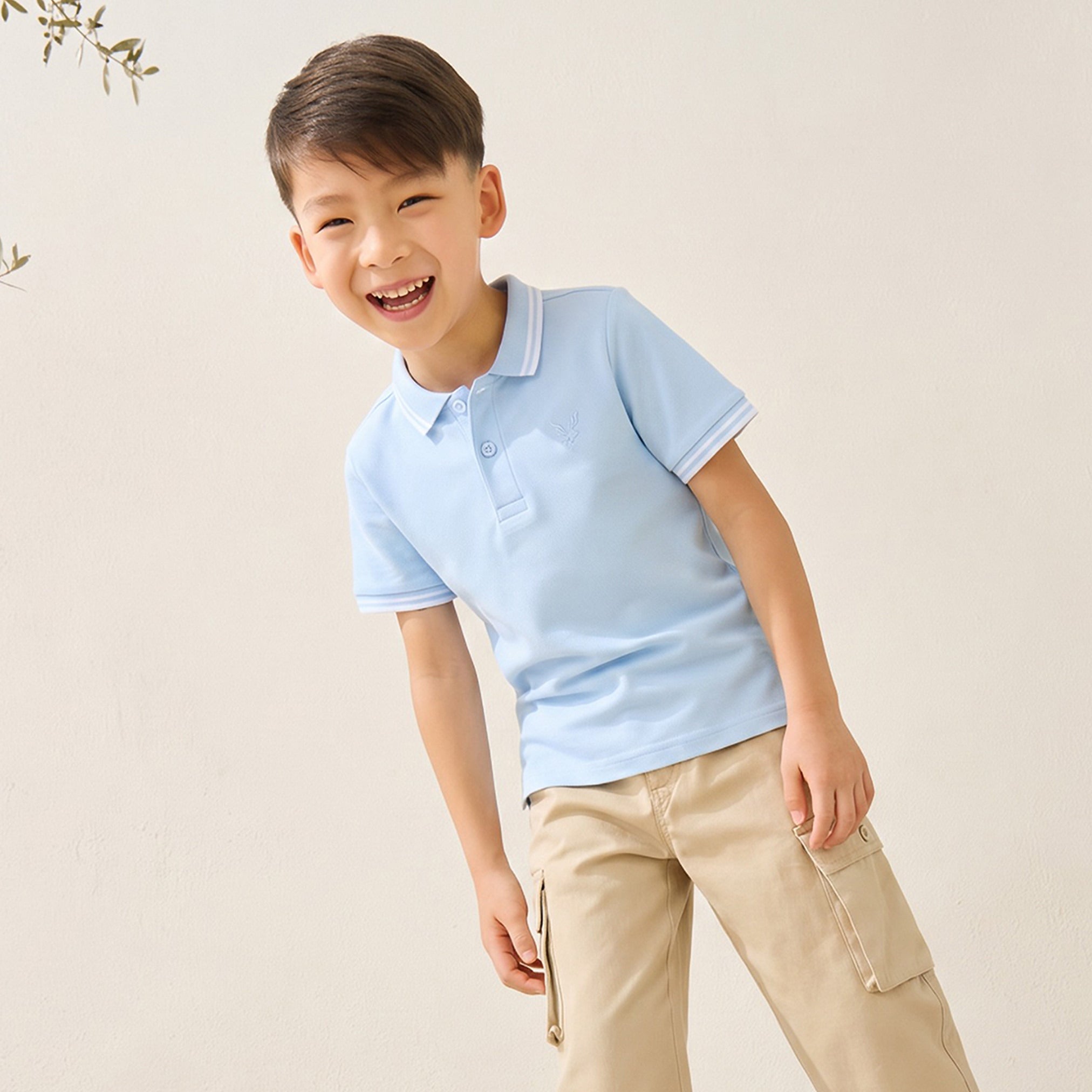 Juniors Polo Neck Short Sleeves T-shirt with Embroidery - Blue / 1-2 yrs