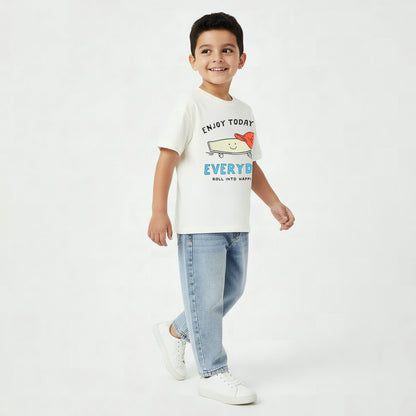 Juniors Crew Neck Short Sleeve T-shirt with Print