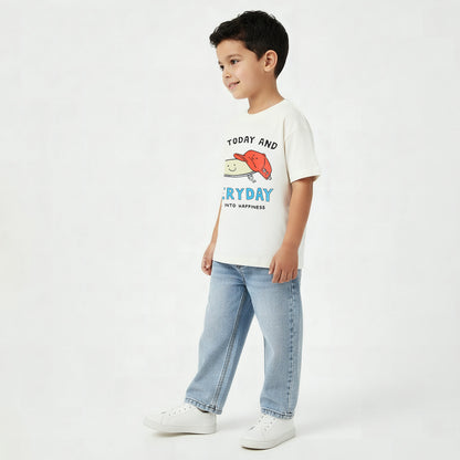 Juniors Crew Neck Short Sleeve T-shirt with Print