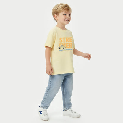 Juniors Crew Neck Short Sleeves T-shirt with Typographic Print