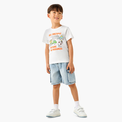 Juniors Crew Neck Short Sleeve T-shirt with Print