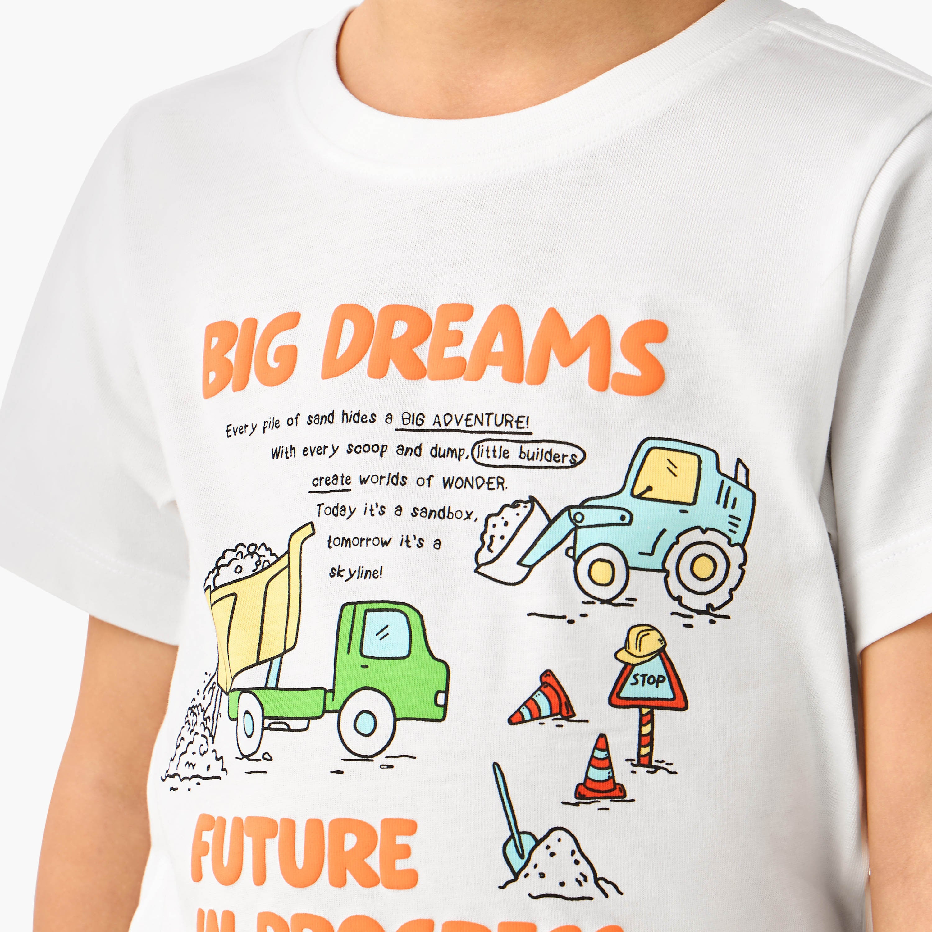 Juniors Crew Neck Short Sleeve T-shirt with Print