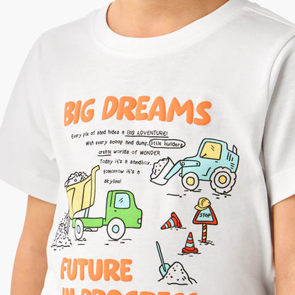 Juniors Crew Neck Short Sleeve T-shirt with Print