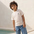 Juniors Crew Neck Short Sleeves T-shirt with Stripes - White / 1-2 yrs