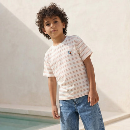 Juniors Crew Neck Short Sleeves T-shirt with Stripes
