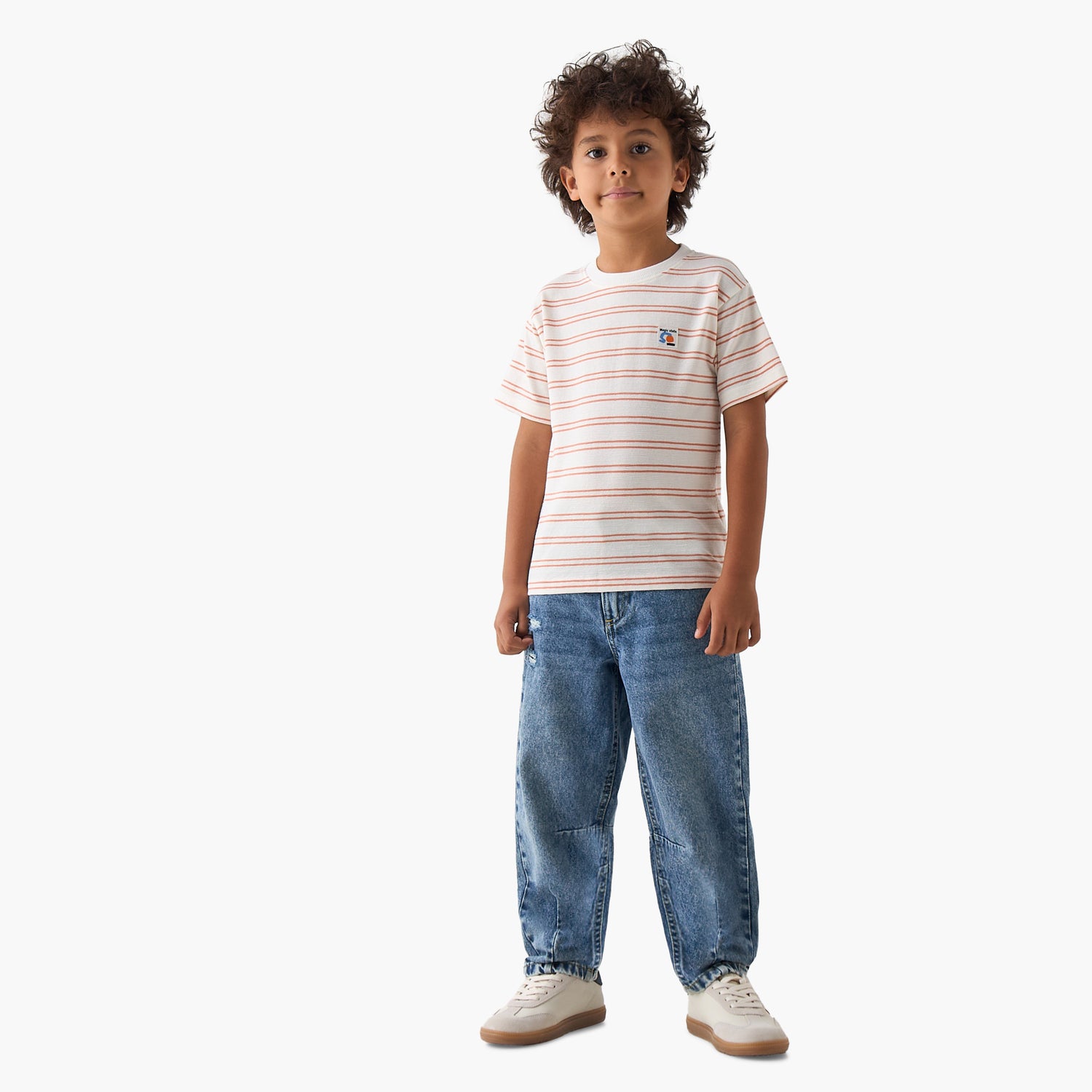Juniors Crew Neck Short Sleeves T-shirt with Stripes