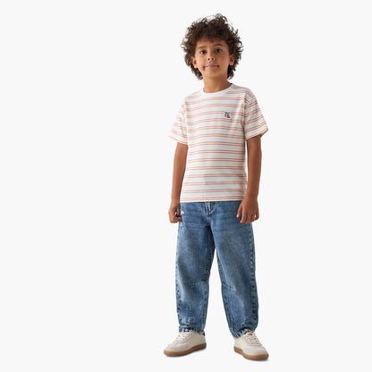 Juniors Crew Neck Short Sleeves T-shirt with Stripes