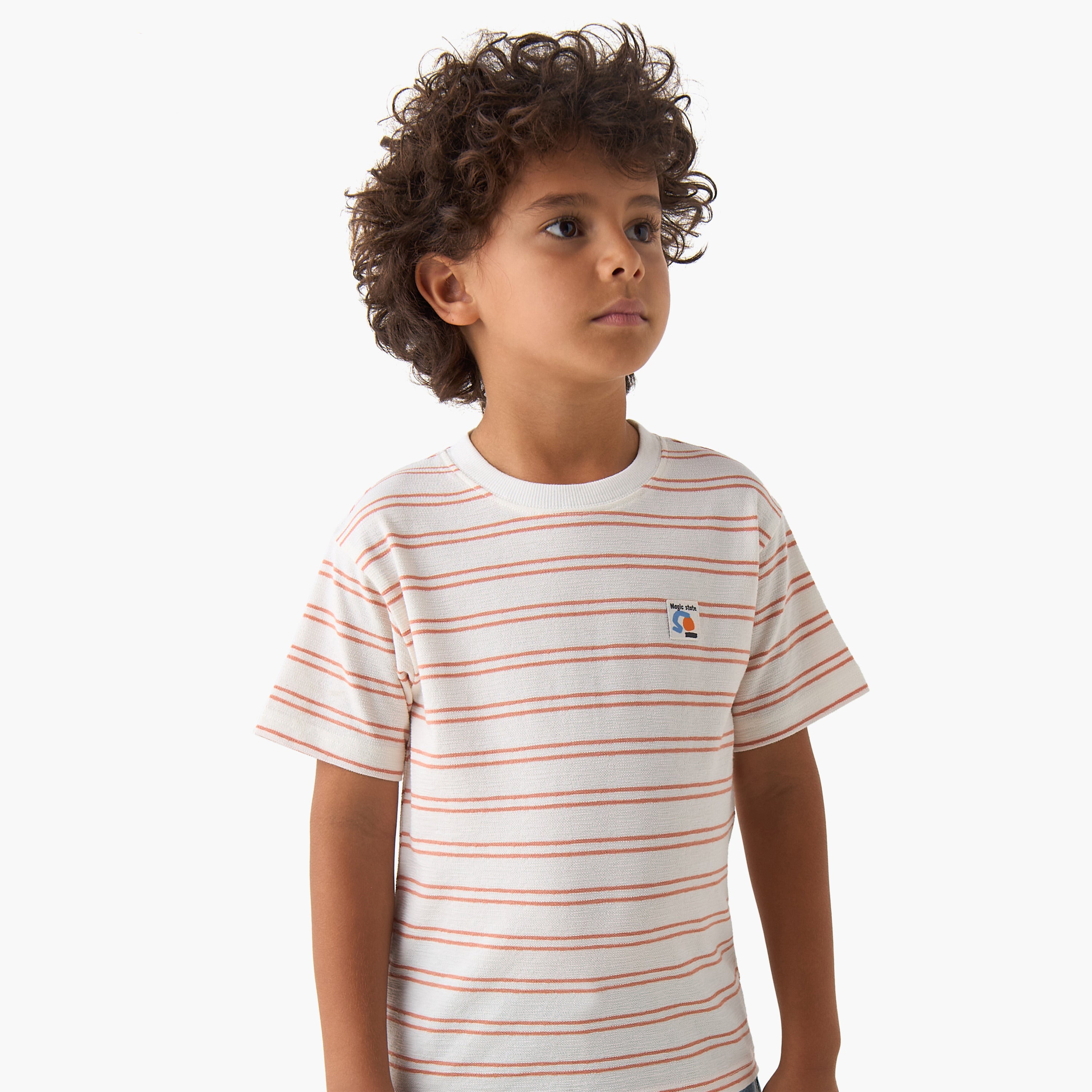 Juniors Crew Neck Short Sleeves T-shirt with Stripes