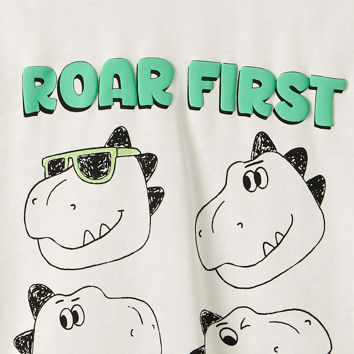 Juniors Crew Neck Short Sleeve T-shirt with Dinosaur Print