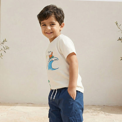Juniors Crew Neck Short Sleeves T-shirt with Beach Print