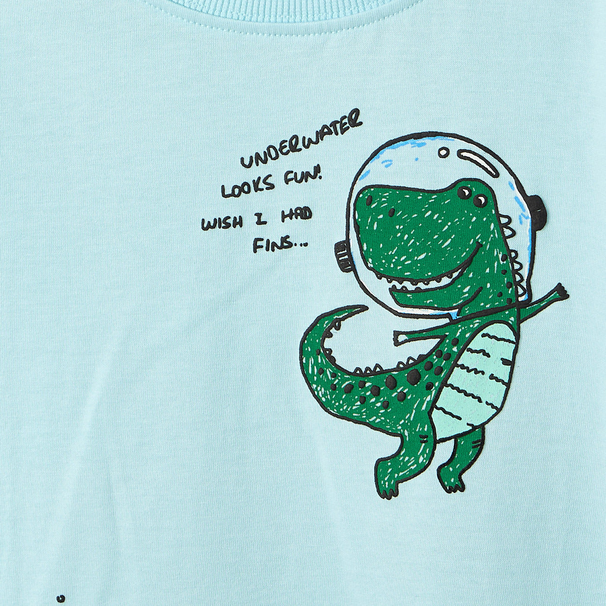 Juniors Crew Neck Short Sleeve T-shirt with Underwater Print