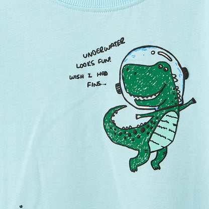 Juniors Crew Neck Short Sleeve T-shirt with Underwater Print