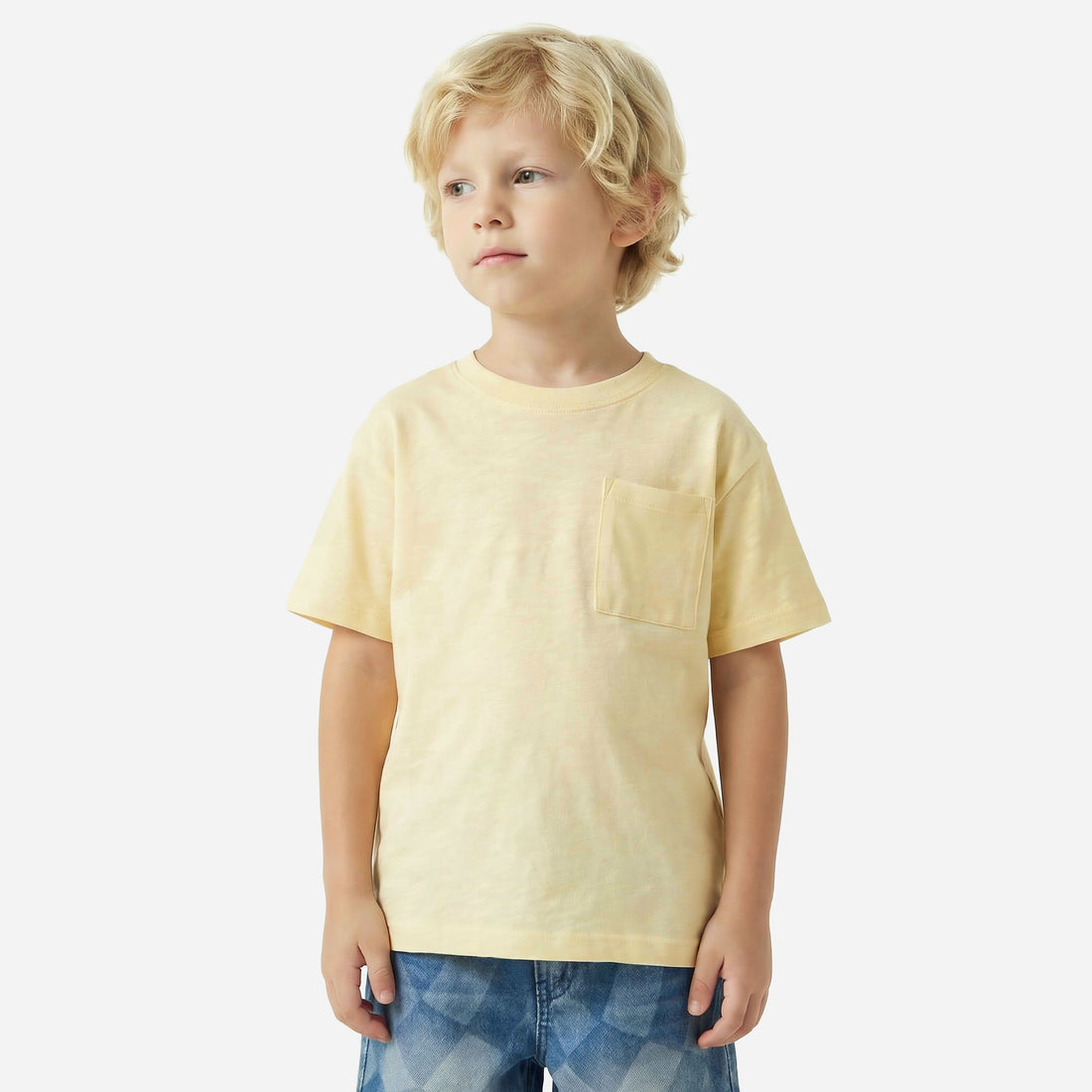 Juniors Crew Neck Short Sleeves T-shirt with Chest Pocket - Multicolour / 1-2 yrs