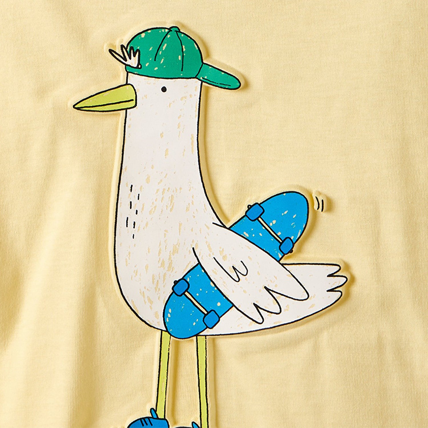 Juniors Crew Neck Short Sleeves T-shirt with Seagull Embossed Print
