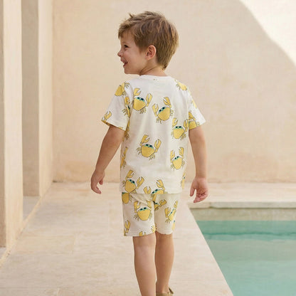 Juniors Crew Neck Short Sleeves T-shirt with Crab Print