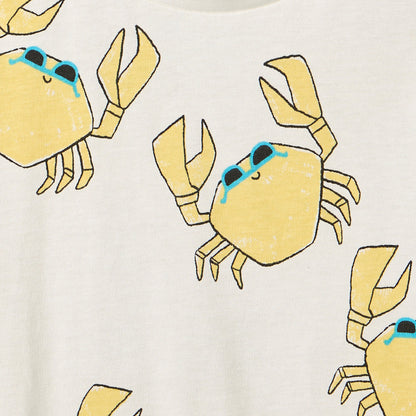 Juniors Crew Neck Short Sleeves T-shirt with Crab Print