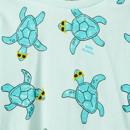 Juniors Crew Neck Short Sleeves T-shirt with Turtle Print