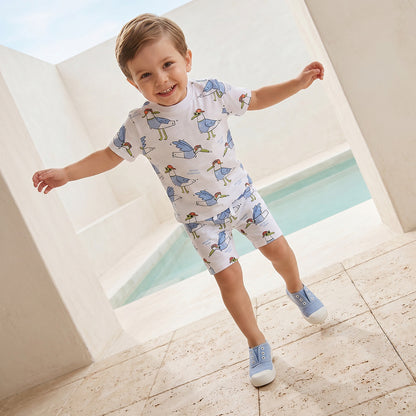 Juniors Crew Neck Short Sleeves T-shirt with Seagull Print