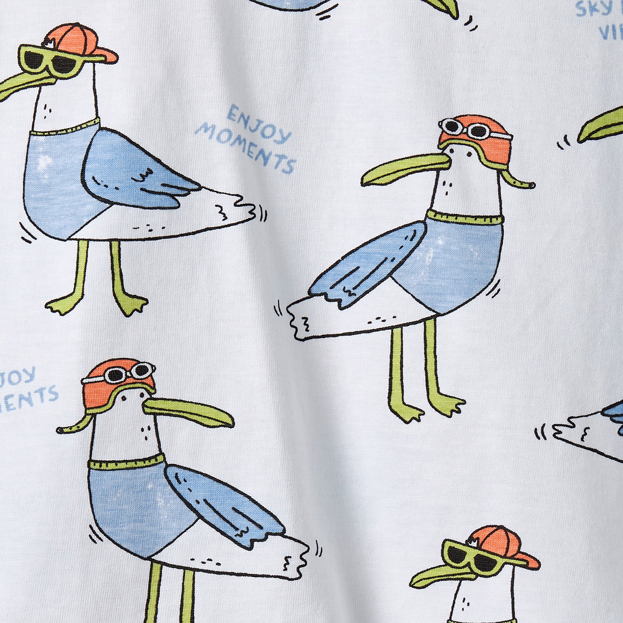 Juniors Crew Neck Short Sleeves T-shirt with Seagull Print