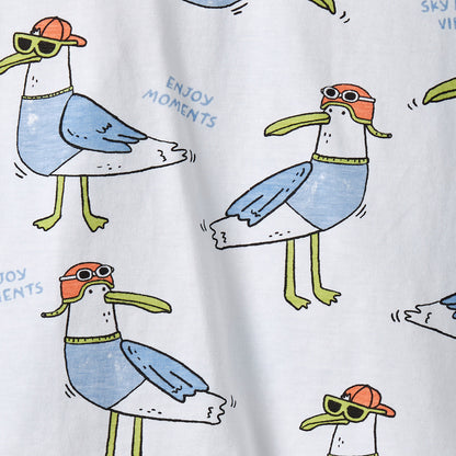 Juniors Crew Neck Short Sleeves T-shirt with Seagull Print