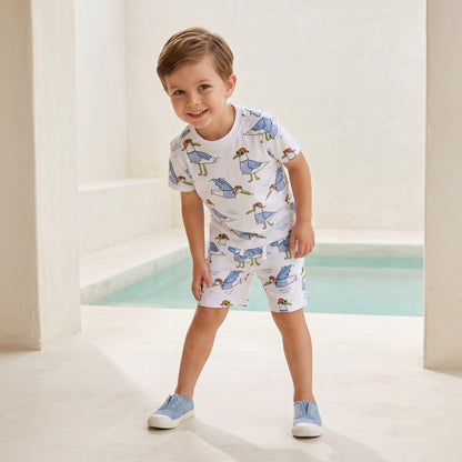 Juniors Crew Neck Short Sleeves T-shirt with Seagull Print