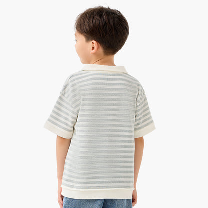Juniors Collared Short Sleeves Polo T-shirt with Stripes