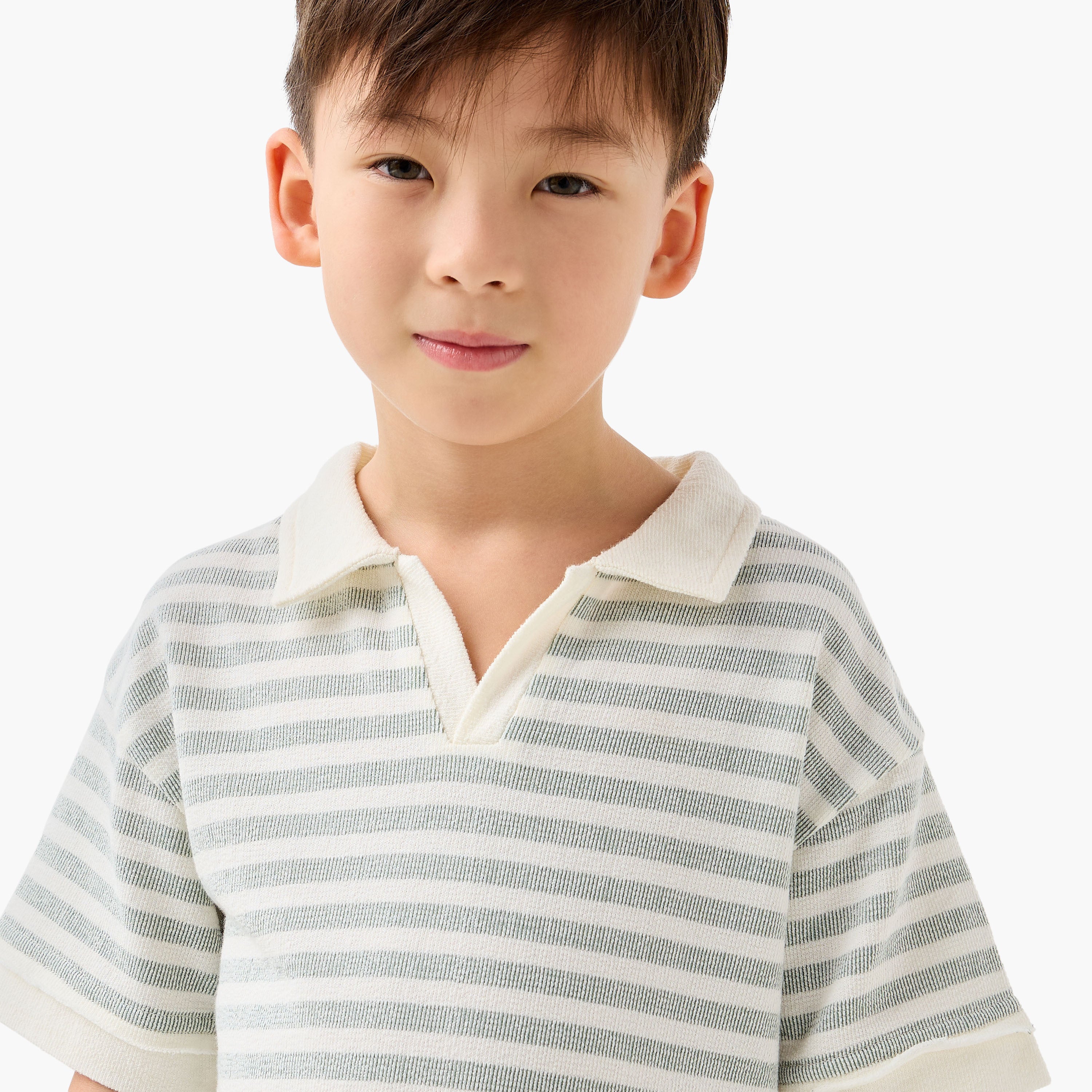 Juniors Collared Short Sleeves Polo T-shirt with Stripes