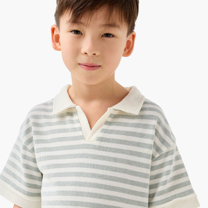 Juniors Collared Short Sleeves Polo T-shirt with Stripes