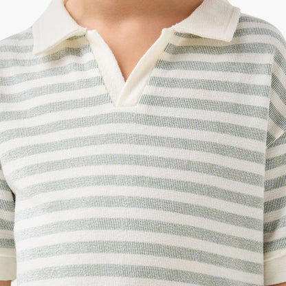 Juniors Collared Short Sleeves Polo T-shirt with Stripes