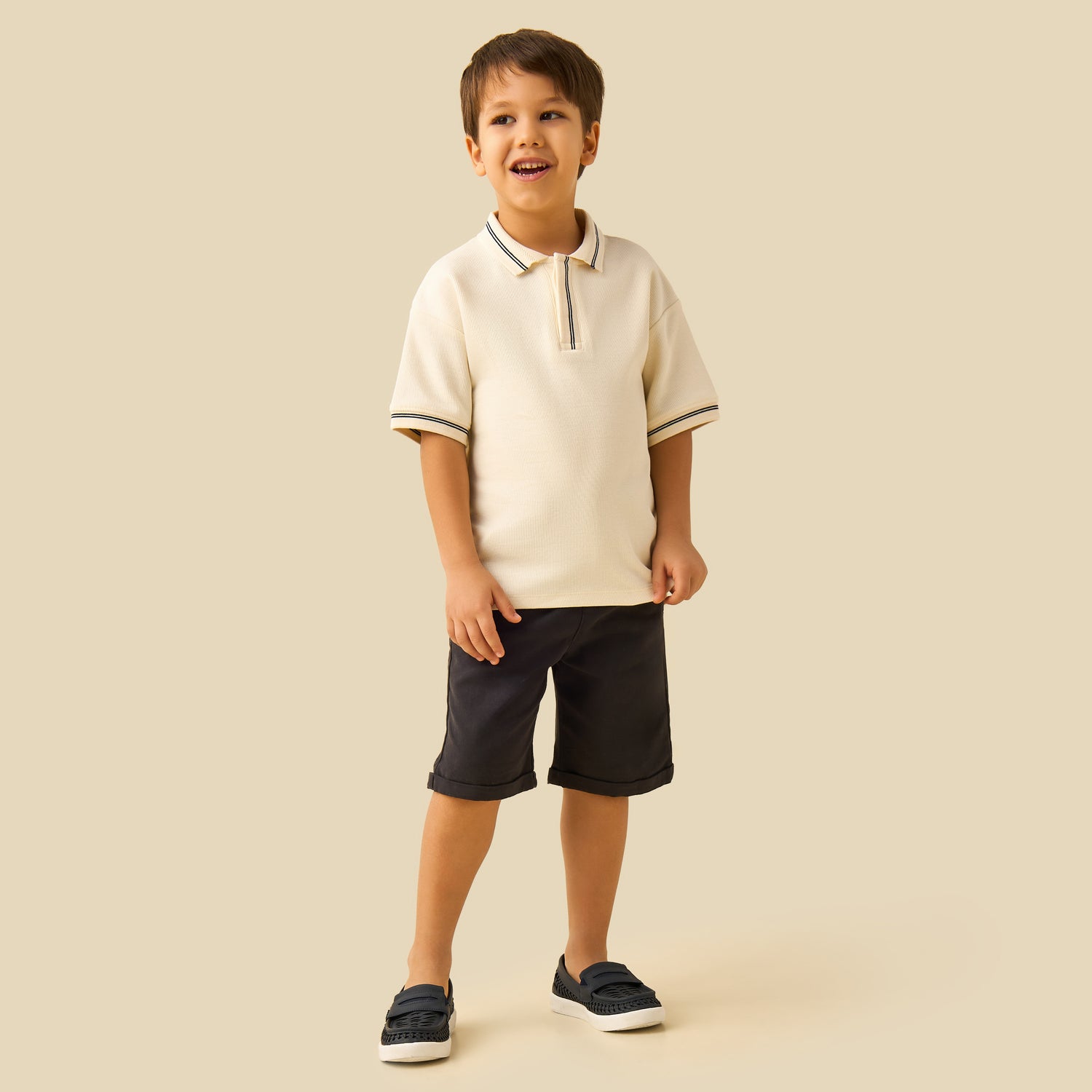 Juniors Polo Neck Short Sleeves T-shirt with Striped