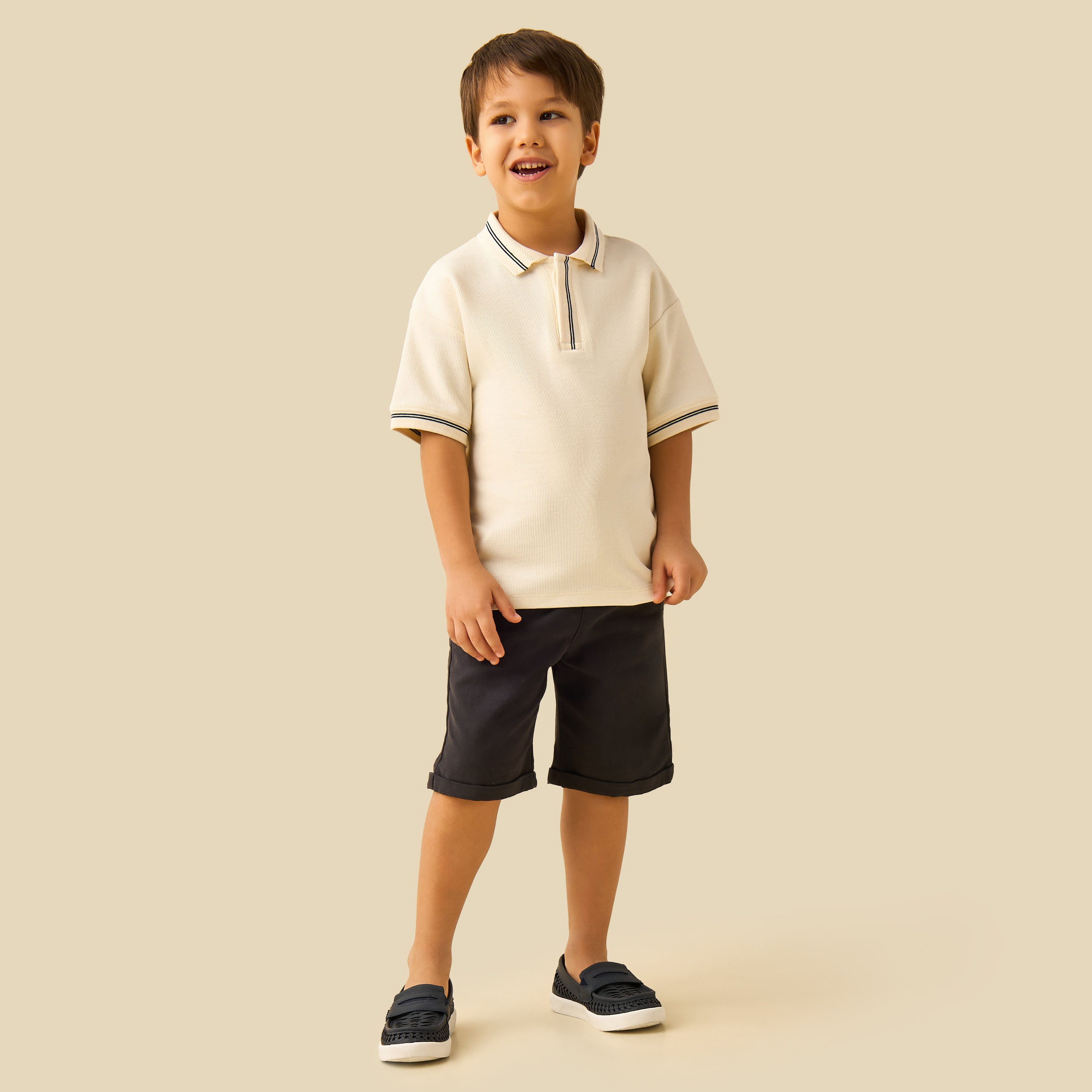 Juniors Polo Neck Short Sleeves T-shirt with Striped