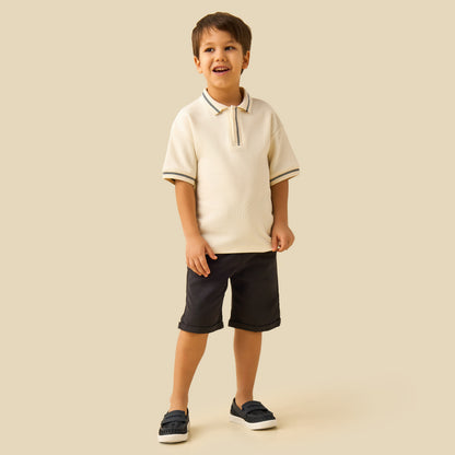 Juniors Polo Neck Short Sleeves T-shirt with Striped