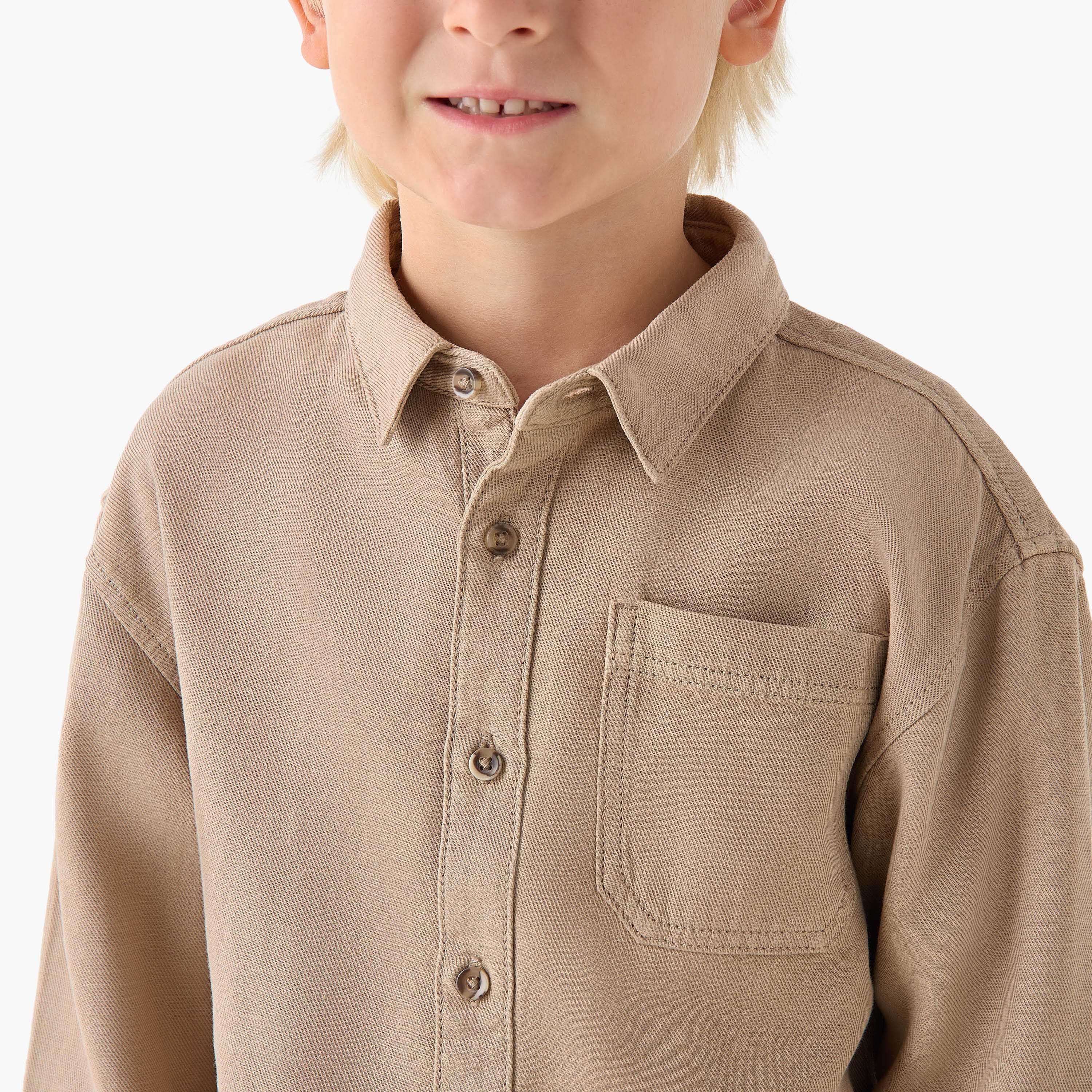 Juniors Long Sleeves Shirt with Chest Pocket