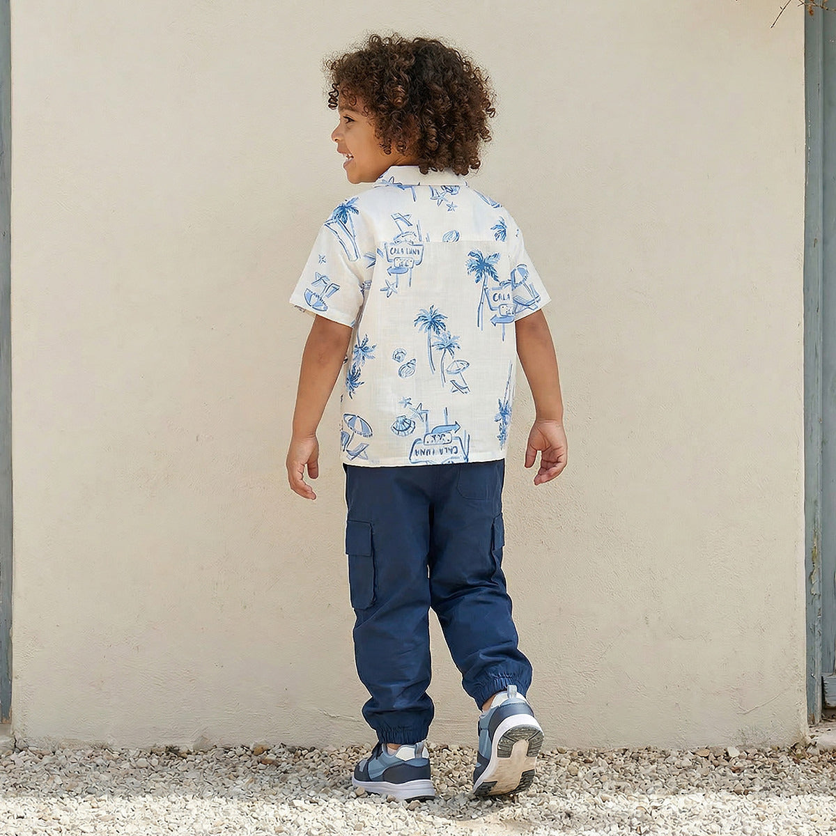 Juniors Short Sleeves Shirt with Beach Print
