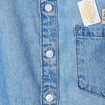 Juniors Short Sleeves Denim Shirt with Applique Detail