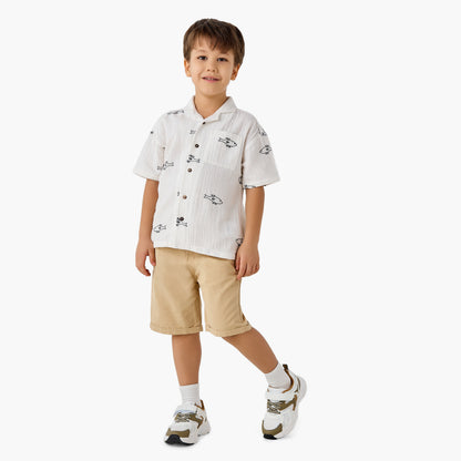 Juniors Short Sleeves Shirt with Fish Embroidery