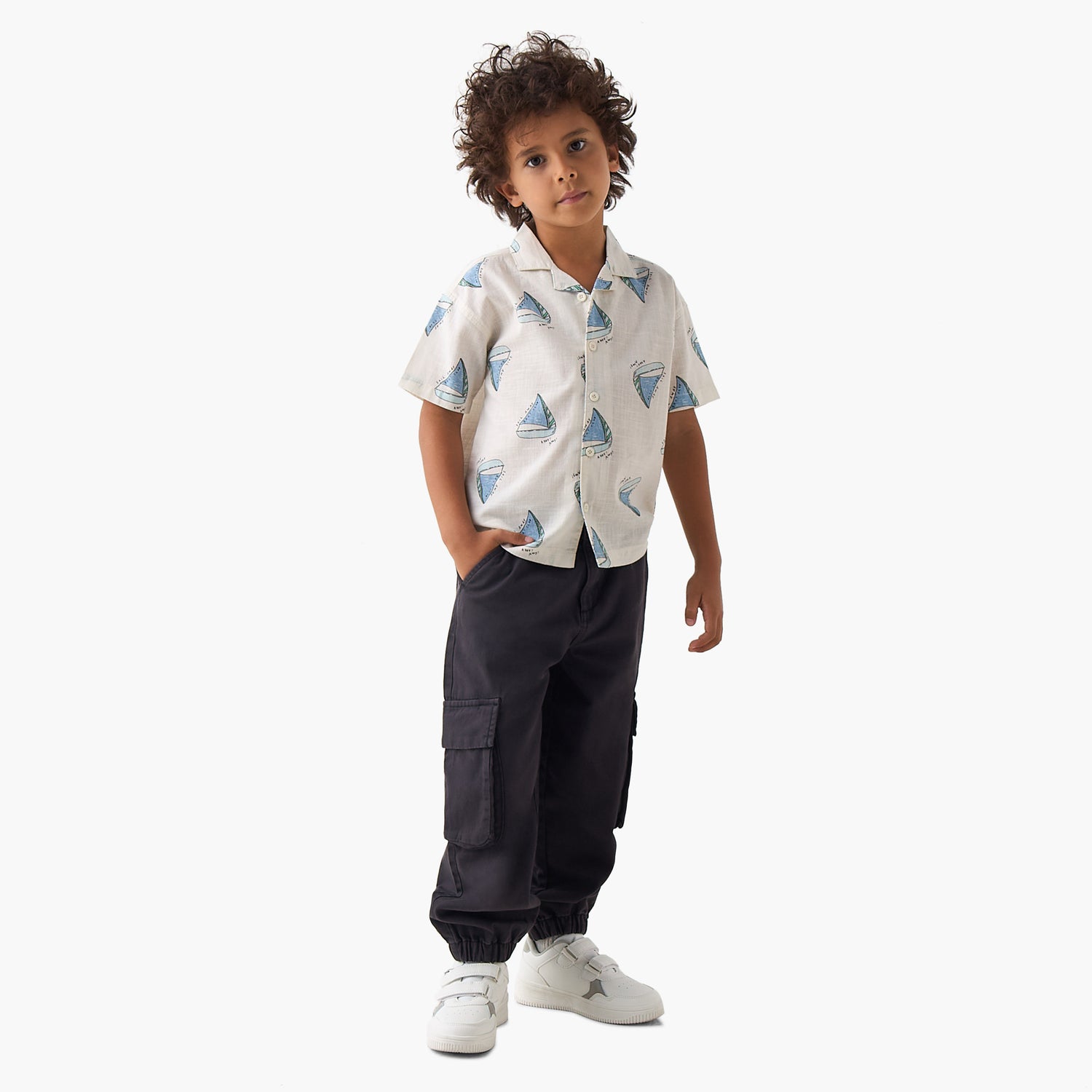 Juniors Short Sleeves Shirt with Sailboat Print