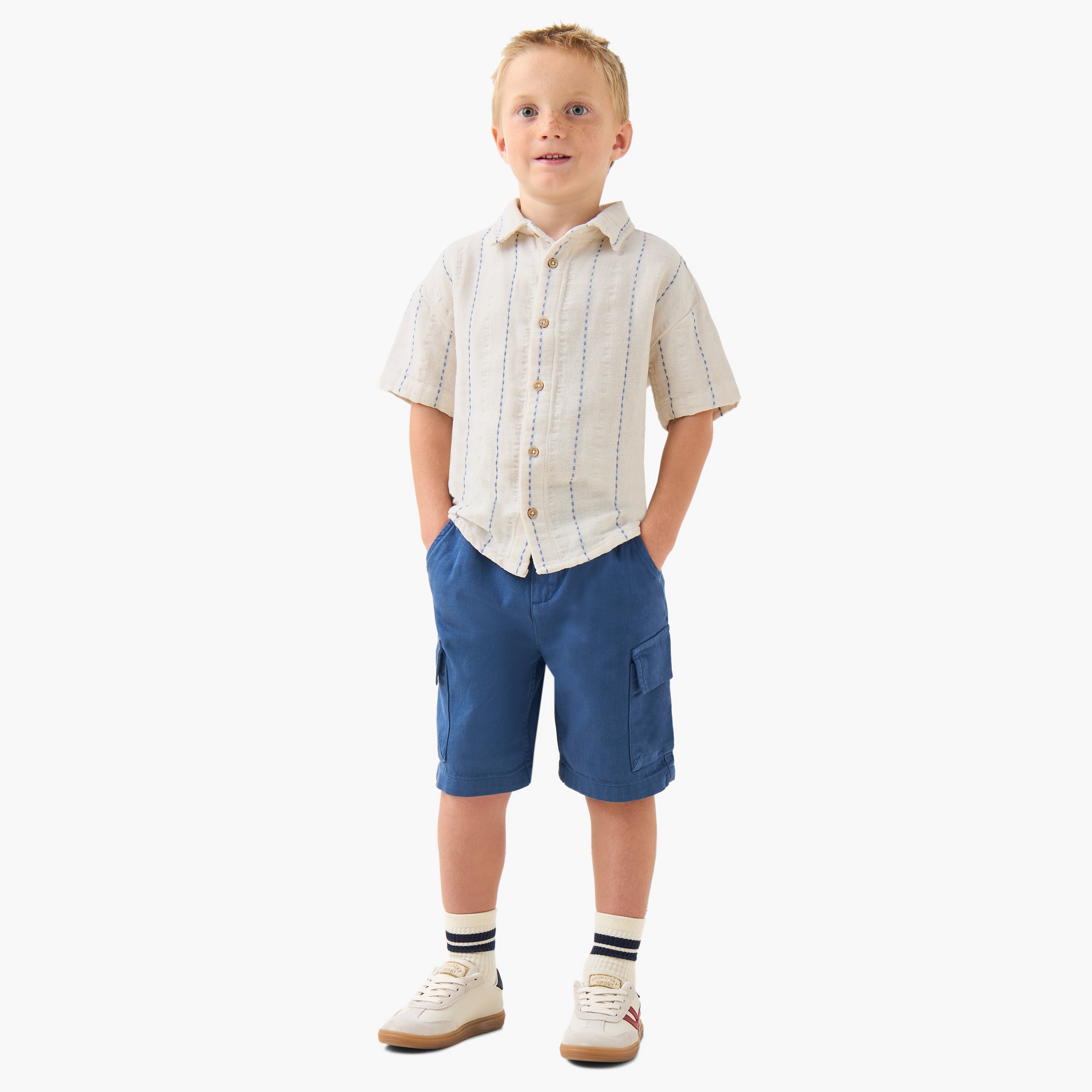 Juniors Short Sleeve Shirt with Stripes