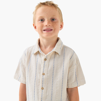 Juniors Short Sleeve Shirt with Stripes