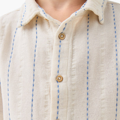 Juniors Short Sleeve Shirt with Stripes