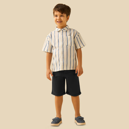 Juniors Short Sleeve Shirt with Stripes