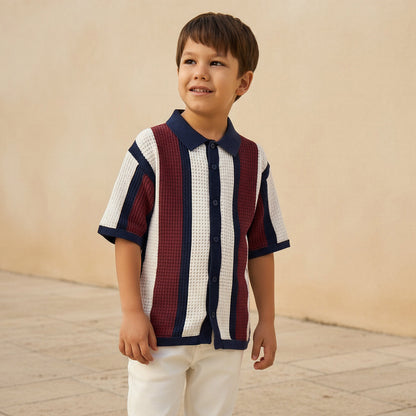 Juniors Striped Shirt with Short Sleeves
