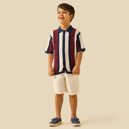 Juniors Striped Shirt with Short Sleeves