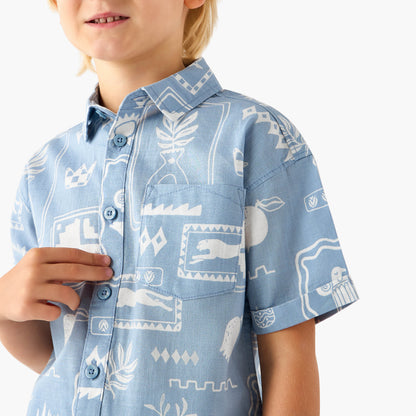 Juniors Collared Short Sleeves Shirt and Shorts Set with Fun Print