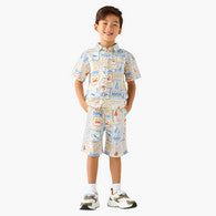 Juniors Collared Short Sleeves Shirt and Shorts Set with Fun Print-undefined-image-1