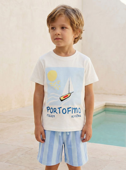 Set of 3 Juniors Crew Neck Short Sleeve T-shirt and Shorts Set with Nautical Print-boys-clothing-setsandcoords-image-3