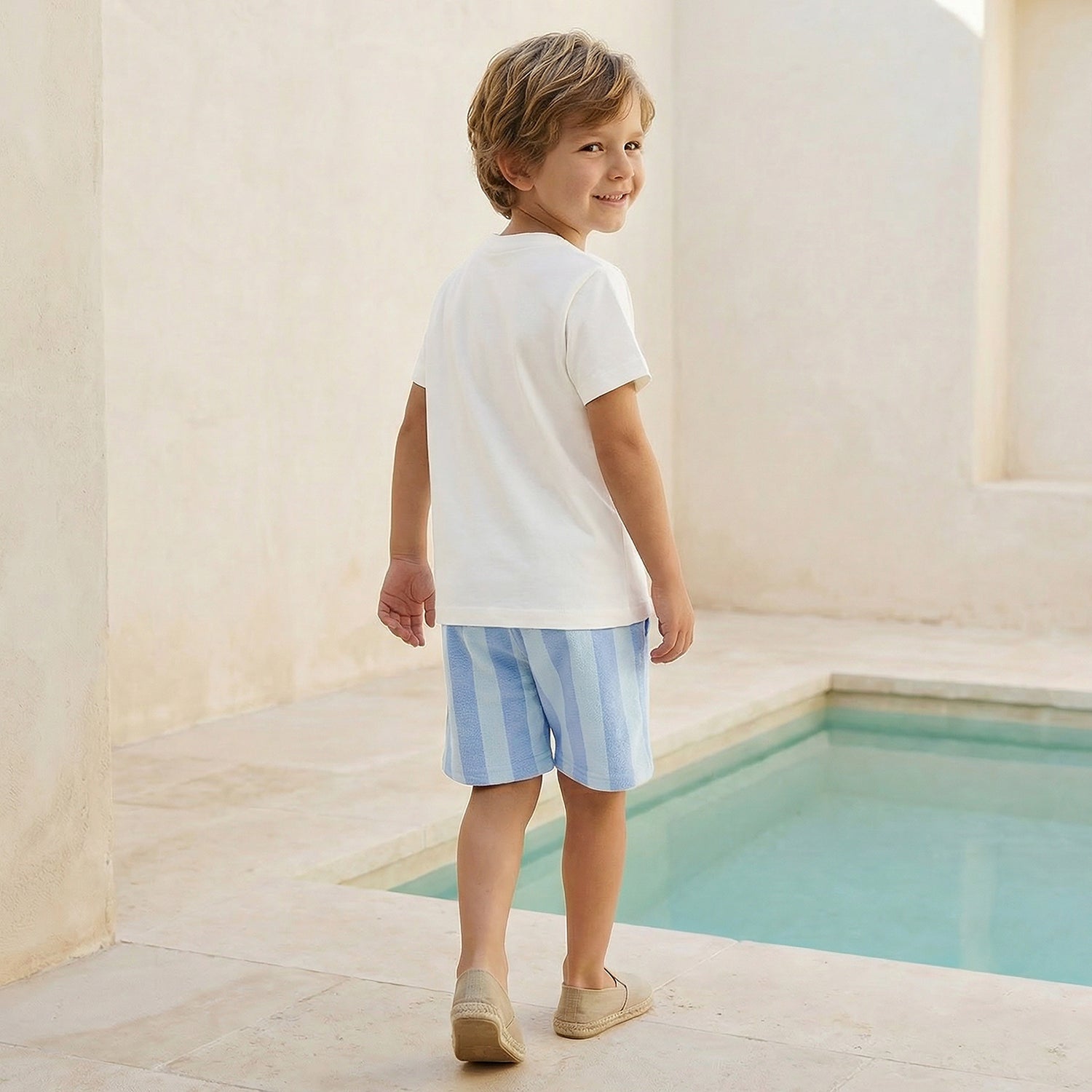 Set of 3 Juniors Crew Neck Short Sleeve T-shirt and Shorts Set with Nautical Print