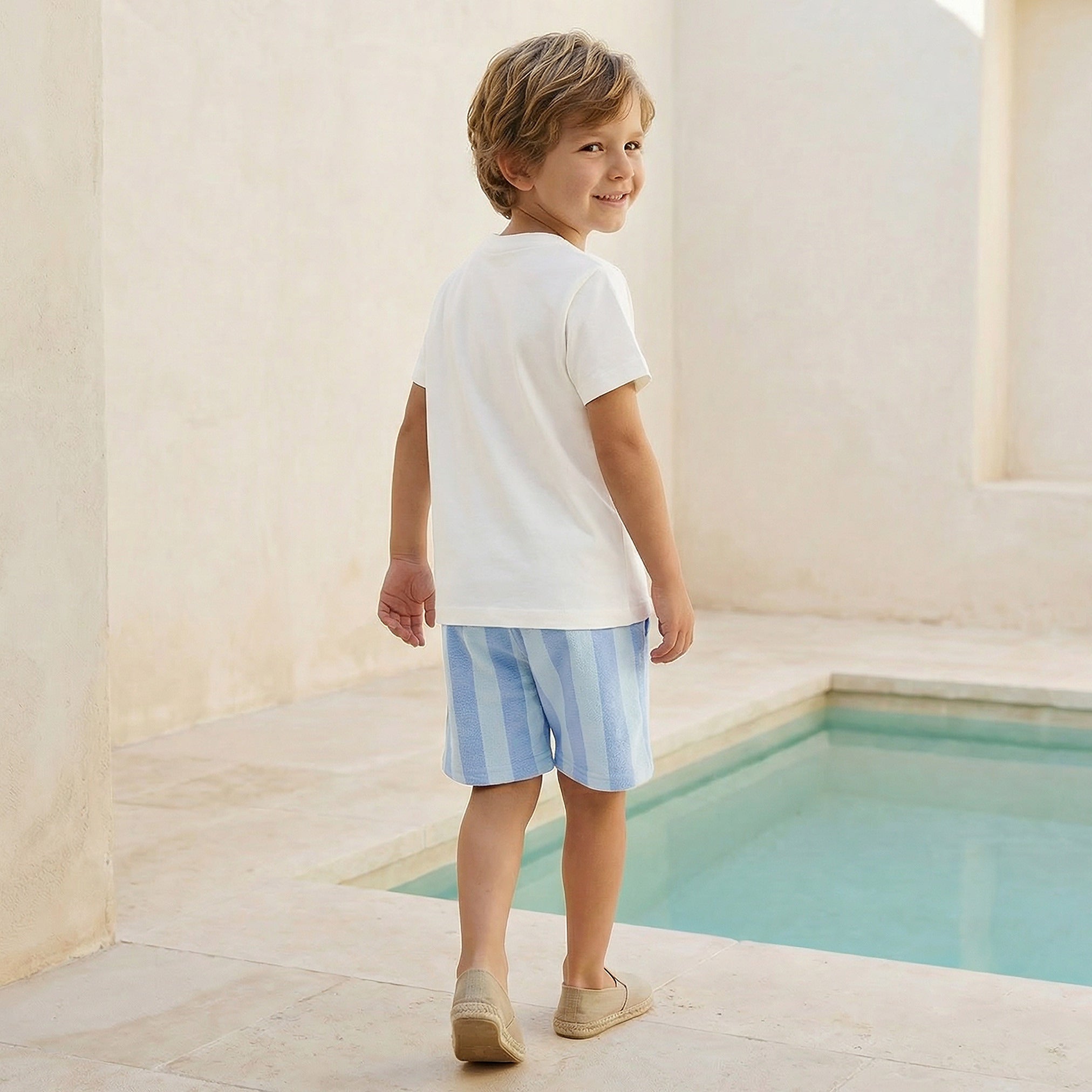 Set of 3 Juniors Crew Neck Short Sleeve T-shirt and Shorts Set with Nautical Print
