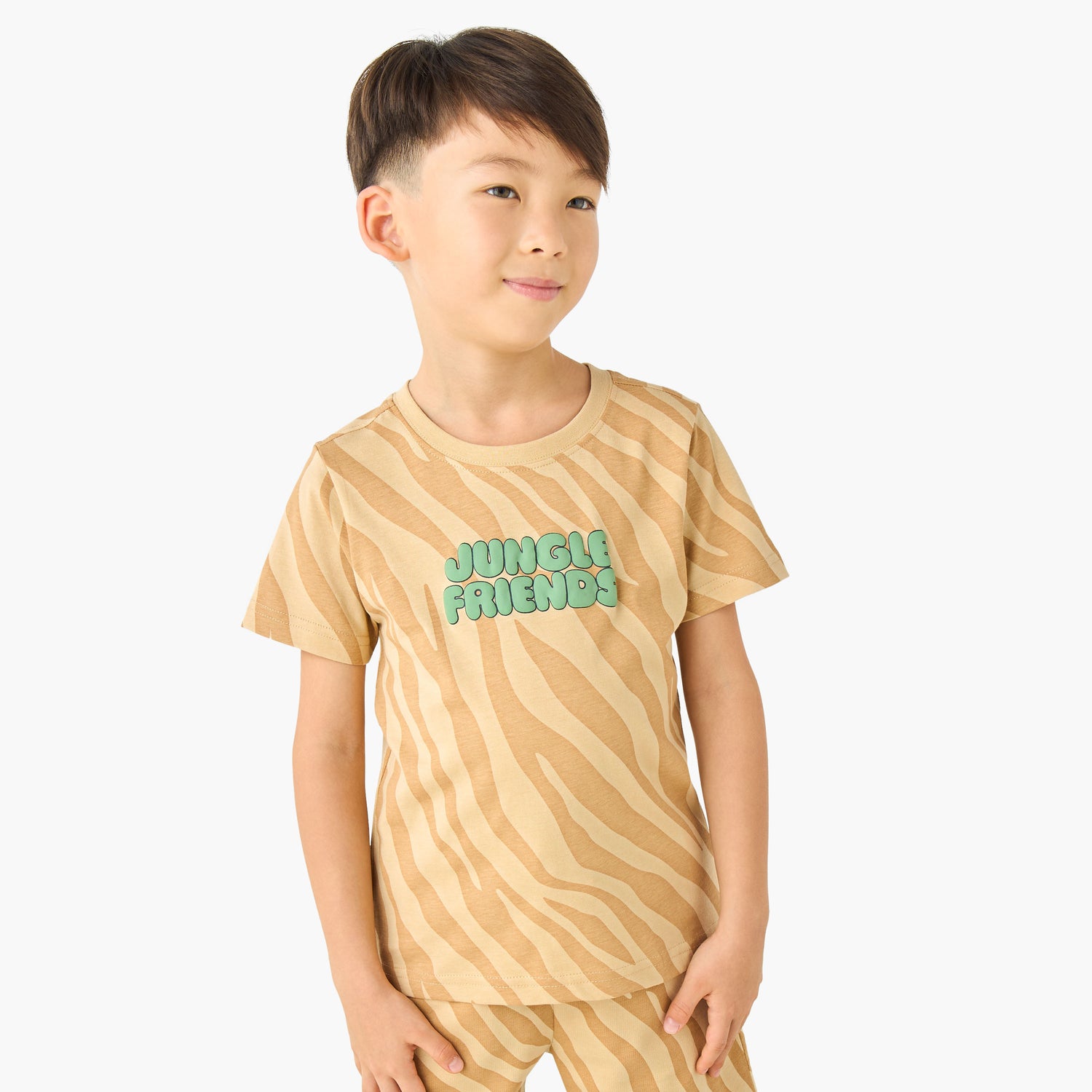 Set of 3 Juniors Crew Neck Short Sleeves T-shirt and Shorts Set with Print